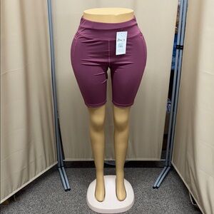 Purple High-Waisted Bike Shorts with Compression Fit